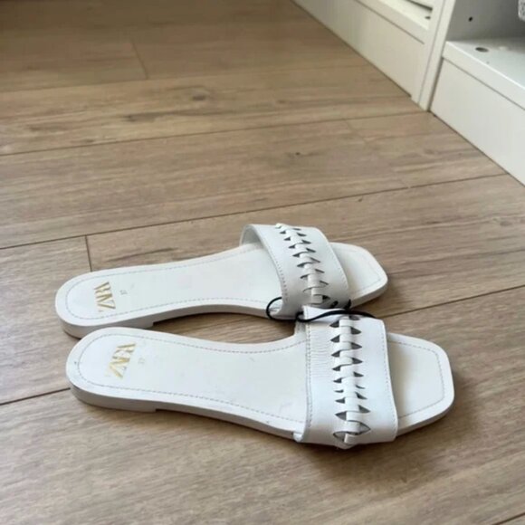 Zara Woven Flat Leather Sandals EUR 37 - Picture 7 of 10